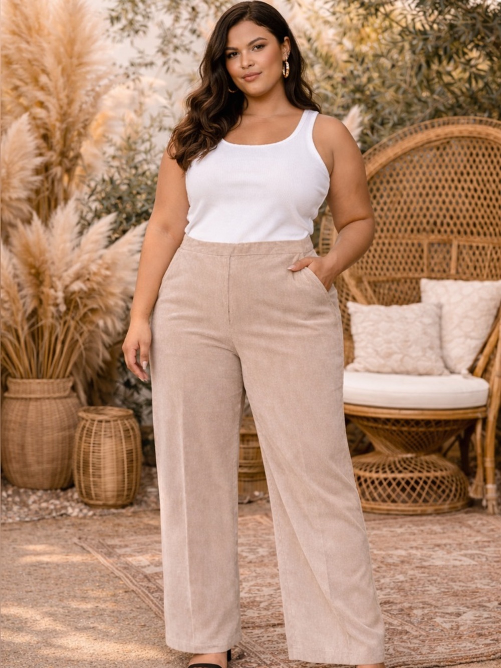 Alfred Dunner Neutral Wide-Leg Pull-On Pants in Taupe